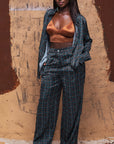 Mirella Midnight Blue printed satin pants