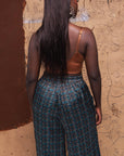 Mirella Midnight Blue printed satin pants