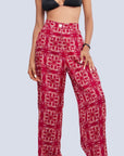 Mirella XL Logo burgundy printed satin pants