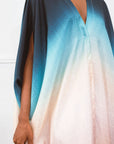 Lagoon printed silk twill kaftan