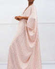 Mirella Beige printed silk twill kaftan