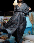 Mirella Black printed silk twill Kaftan
