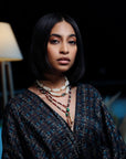 Mirella Black printed silk twill Kaftan