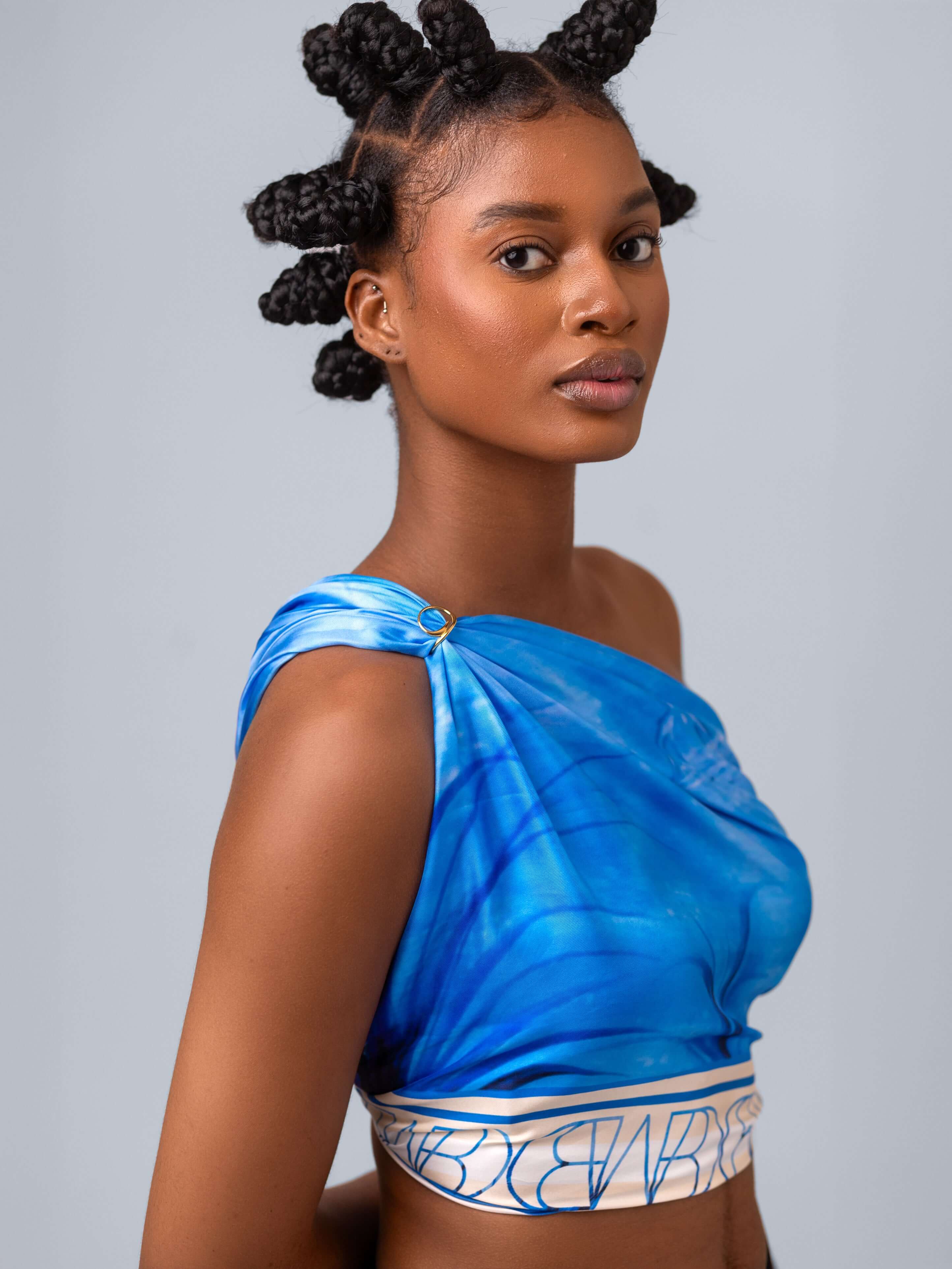 XL Silk Scarf Blue Amazonia | Omar Mahfoudi x MBD