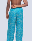 Male XL logo turquoise printed satin pants