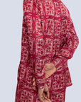 Male XL logo burgundy printed satin shirt