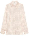 Mirella Beige printed satin blouse
