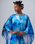 Reversible Silk Kaftan Blue Amazonia – Omar Mahfoudi x MBD Collection