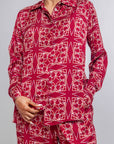 Mirella XL Logo burgundy printed satin blouse