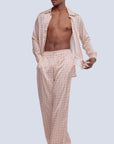 Male Mirella Beige printed satin pants