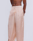 Male Mirella Beige printed satin pants