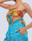 Mirella XL Logo turquoise printed satin pants