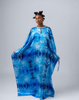 Reversible Silk Kaftan Blue Amazonia – Omar Mahfoudi x MBD Collection