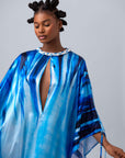 Reversible Silk Kaftan Blue Amazonia – Omar Mahfoudi x MBD Collection