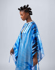 Reversible Silk Kaftan Blue Amazonia – Omar Mahfoudi x MBD Collection