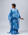 Reversible Silk Kaftan Blue Amazonia – Omar Mahfoudi x MBD Collection