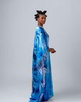 Reversible Silk Kaftan Blue Amazonia – Omar Mahfoudi x MBD Collection