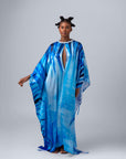 Reversible Silk Kaftan Blue Amazonia – Omar Mahfoudi x MBD Collection