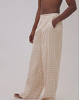 Male Mirella Beige printed satin pants