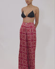 Mirella XL Logo burgundy printed satin pants